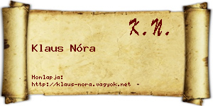Klaus Nóra névjegykártya