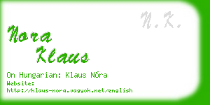 nora klaus business card